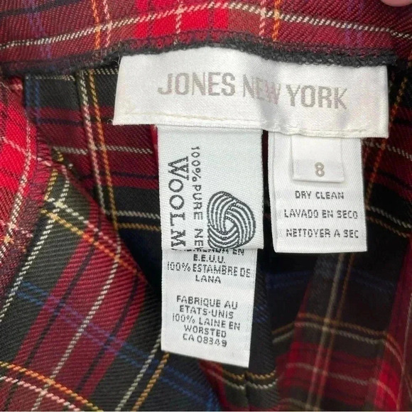 Jones New York Women’s Plaid Wool Skirt 8 Black Red Wrap Unlined - Picture 7 of 11